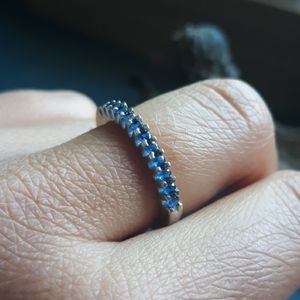 Real silver and sapphire ring